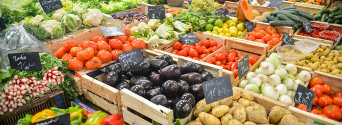 Healthy food at a farmers market